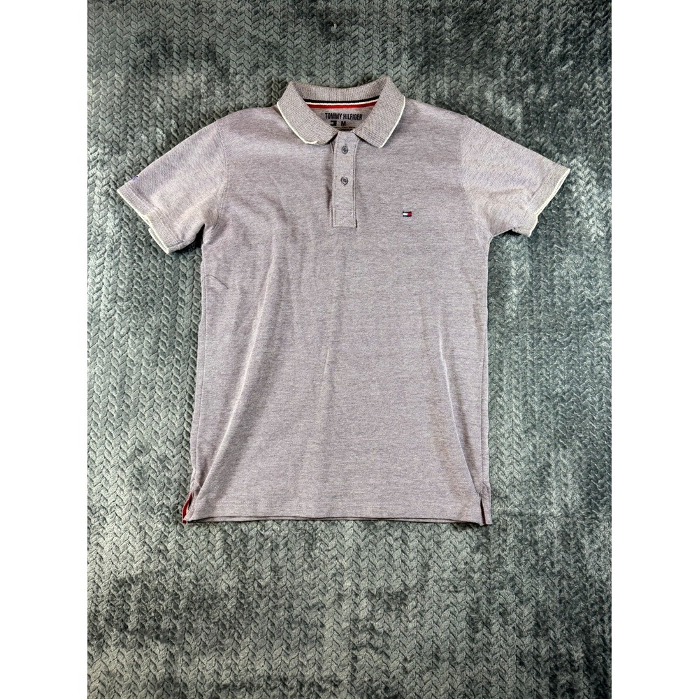 Tommy‎ Hilfiger Polo Shirt Mens Medium Purple Embroidered Logo Golf Performance